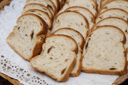 background of slices of breadの写真素材