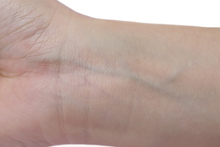 close-up on veins in the wristの写真素材