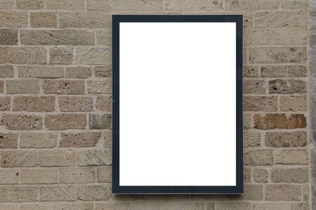 blank advertising billboard on brick wall