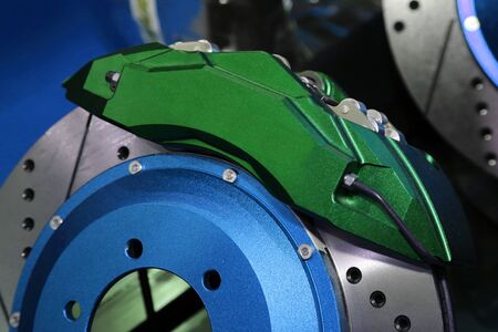 close up on car disc brakeの写真素材