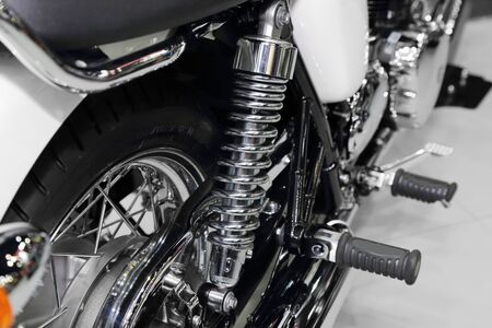 close up on motorcycle shock absorber