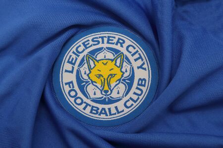 BANGKOK, THAILAND -FEBRUARY 13, 2016: the logo of Leicester City football club on the jersey...