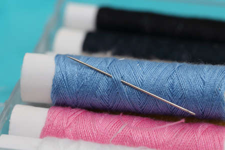 detail of sewing kit on the fabric