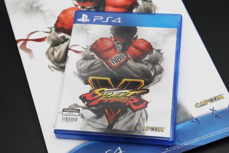BANGKOK, THAILAND - FEBRUARY 16, 2016: The New Street Fighter V game on PS4 Console onFebruary...