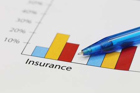 business concept of insurance graph with a penの写真素材