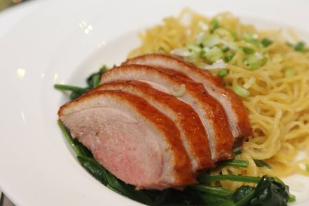 roasted duck with noodleの写真素材