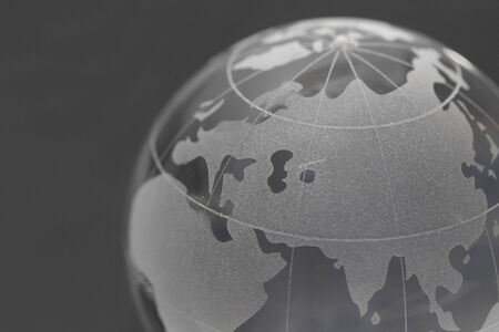 closeup background of glass globeの写真素材