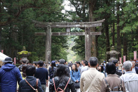 NIKKO, JAPAN - APRIL 30: Unidentified People Visit Nikko Toshogu Shrine on April 30, 2016 in Nikko, Japan. Toshogu Shrine  is UNESCO World Heritage Siteのeditorial素材