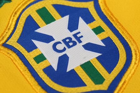 BANGKOK, THAILAND - MAY 27, 2016: The  Logo of Brazil National Football  Jersey on May 27,2016 in Bangkok Thailand.のeditorial素材