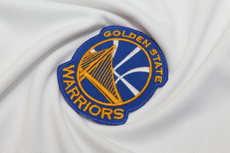 BANGKOK, THAILAND -JUNE 7, 2016: The Logo of Basketball Team Golden State Warriors on the textile on...