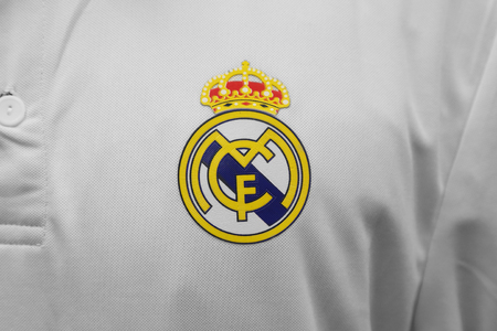 BANGKOK, THAILAND - JULY 25, 2016: The Logo of Real Madrid on Football Jersey on July 25,2016 in Bangkok Thailand.のeditorial素材