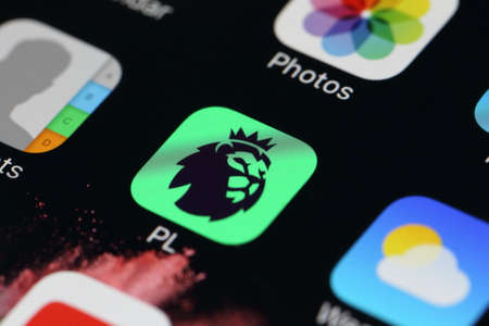 BANGKOK, THAILAND - AUGUST 13, 2016: New 2016  Logo of English Premier League Application on Iphone...