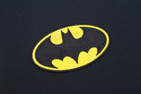 BANGKOK, THAILAND -SEPTEMBER 24, 2016: Batman Logo on Dark Fabric on September 24,2016