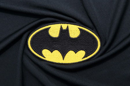 BANGKOK, THAILAND -SEPTEMBER 24, 2016: Batman Logo on Dark Fabric on September 24,2016
