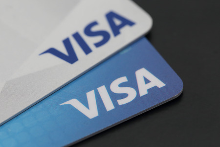 BANGKOK, THAILAND -SEPTEMBER 25, 2016 Close-Up on VISA Credit Cards on September 25,2016のeditorial素材