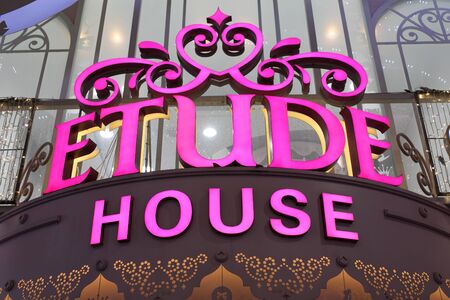 SEOUL, SOUTH KOREA - DECEMBER  11: UThe Sign of ETUDE House Brand at Myeongdong Shopping Street on...