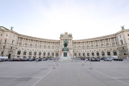 VIENNA, AUSTRIA - OCTOBER 31 2016: Equestrian statue of Prince Eugene of Savoy (Prinz Eugen von Savoyen) in front of Hofburg palace on October 31,2016のeditorial素材