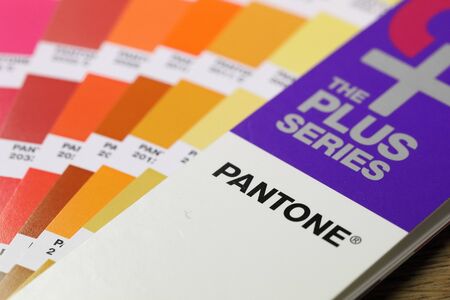 BANGKOK, THAILAND -JANUARY 15, 2017. Close-Up on Pantone Color Guide Scheme on January 15,2017 in Thailandのeditorial素材