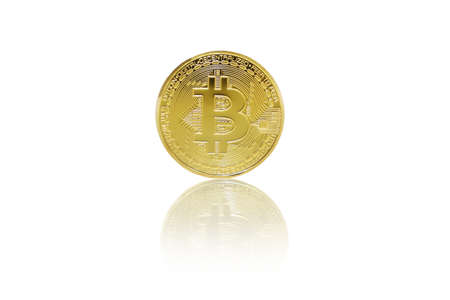 isolated bitcoin  on white backgroundの写真素材