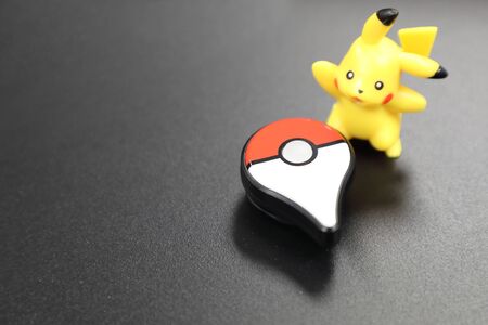 BANGKOK, THAILAND - APRIL 20: Pokemon Go Plus with Pikachu Model on  April 20, 2017 in Bangkok Thailand.のeditorial素材