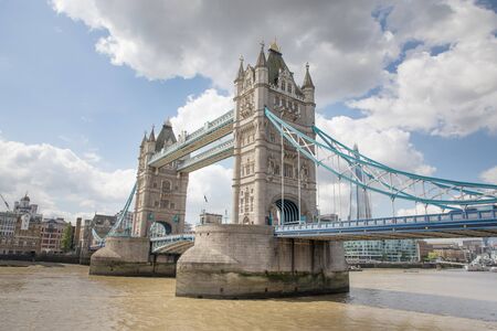 View of Tower Bridge on Thames River in London