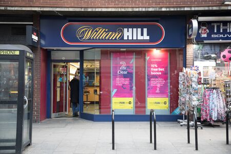 LONDON, ENGLAND - APRIL 30: View of a William Hill Betting Shop on April 30, 2017 in London Engllandのeditorial素材