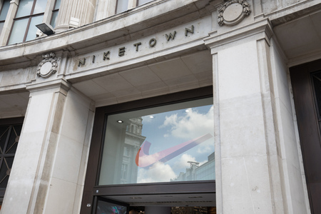 LONDON, ENGLAND - MAY 2: Nike Town Located on Oxford Street in London on May 2,2017