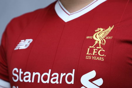 BANGKOK, THAILAND - JULY 12: The Logo of Liverpool Football Club on the Jersey on July 12,2017 in...