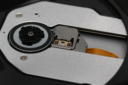 close-up on dvd writer trayの写真素材