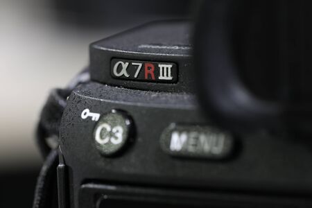 BANGKOK, THAILAND - JANUARY 23 : Logo of Sony A7R III on Sony Full Frame A7r3  Mirrorless Camera on...