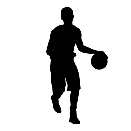 silhouette basketball player  dribbling the ballのイラスト素材