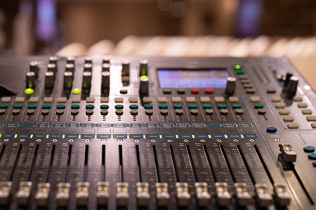 sound music mixer control panel in the event hall