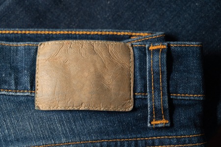 Blank Leather patch on jeans textureの写真素材