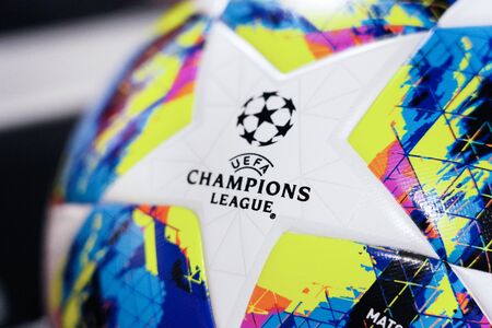 BANGKOK, THAILAND - SEPTEMBER 3 : Close-Up on Adidas Uefa Champions League 2019 Match Ball on September 3, 2019のeditorial素材
