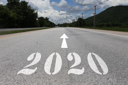 happy new year concept of road heading to 2020