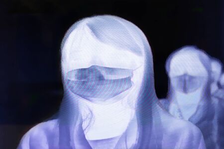 View of Thermo Scanning Screen with Human Body Temperature to Prevent Corona Virus Pandemic