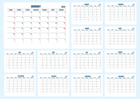 2023 Table Calendar Templateのイラスト素材
