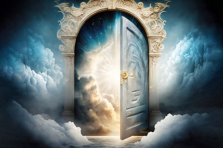 Door to Heaven with Clouds and Light Created with Generative AI Technologyの素材