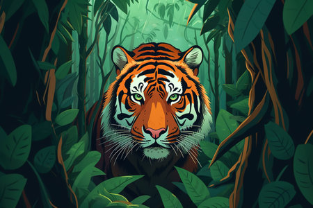 Tiger Face For International Tiger Day Created with Generative AI Technologyの素材