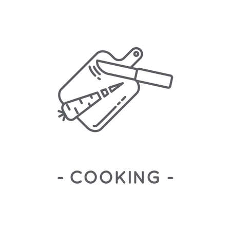 Line Black Cooking Icon on White Backgroundのイラスト素材
