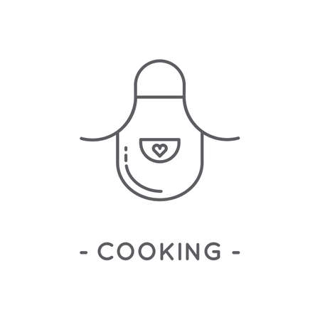 Line Black Cooking Icon on White Backgroundのイラスト素材