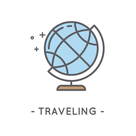 Line Color Traveling Icon on White Backgroundのイラスト素材