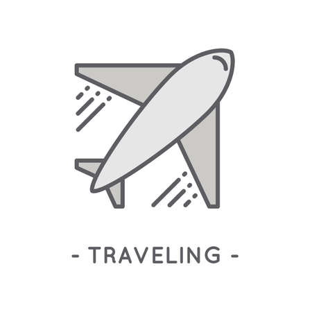 Line Color Traveling Icon on White Backgroundのイラスト素材