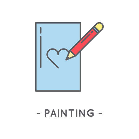 Universal minimal color pencil line icon on white backgroundのイラスト素材