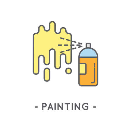 Universal minimal color spray paint line icon on white backgroundのイラスト素材