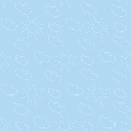 Seamless pattern with sun and cloudのイラスト素材