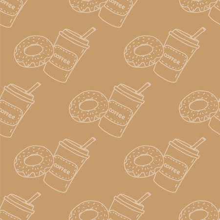 Seamless pattern with coffee and donutのイラスト素材