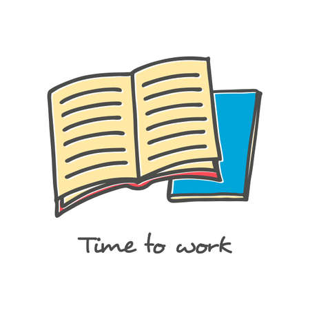 Hand drawn open book iconのイラスト素材