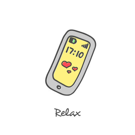 Hand drawn sketch of mobile phone on white background.のイラスト素材