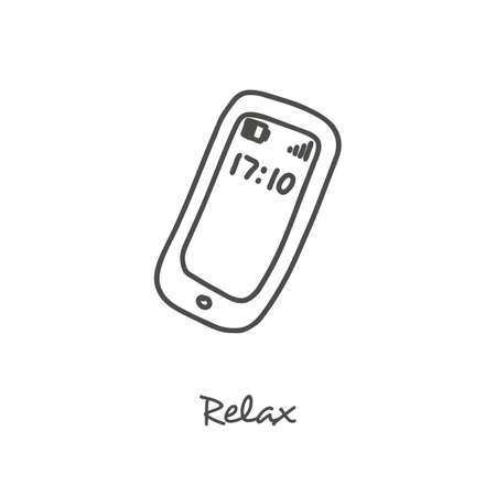 Hand drawn sketch of mobile phone on white background.のイラスト素材